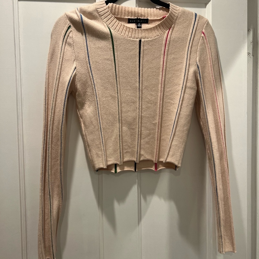 Blue Blush - Light Pink Striped Knit Top